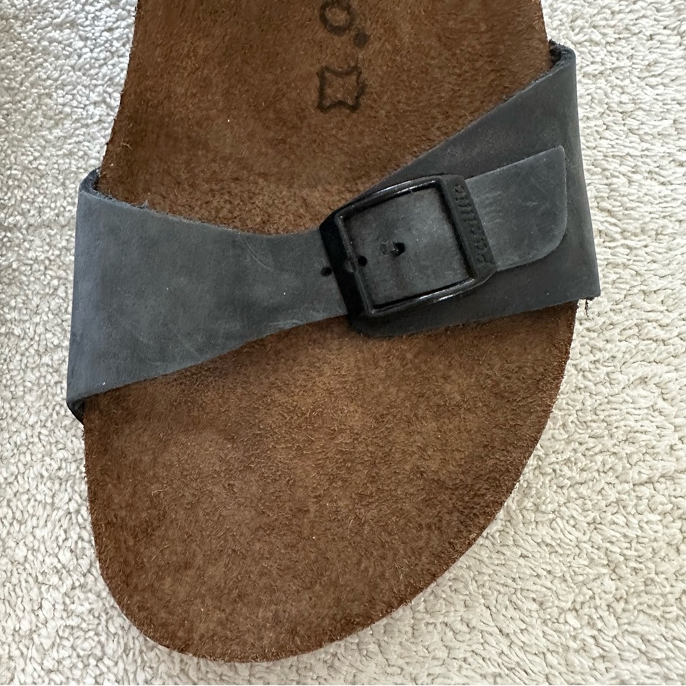 Birkenstock Black Two-Strap Cork Footbed Sandals - Picture 5 of 16